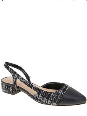 BCBGeneration Tillie Cap Toe Slingback Block Heel Pumps black white - 7.5